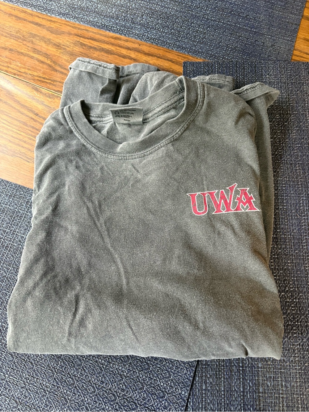 Comfort Colors Gray Long Sleeve Tee with Red UWA Logo